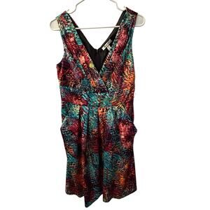 Corey P Size 10 Cocktail Dress In Colorful Print With Pockets